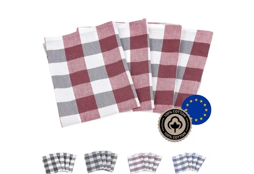 Zestri Geschirrtuch 4er-Set kariert aus 100% Baumwolle, (4 Stück), mit Aufhänger - Geschirrtücher für Küche - saugstark