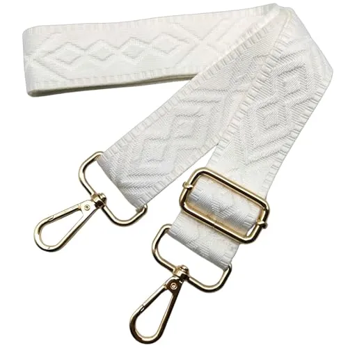Verstellbarer Taschengurte Breit, 3.8cm Schultergurt für Tasche, Taschengurte zum Wechseln Goldener Karabiner Schulterriemen, Umhängegurt fur Damen Handtaschen Crossbody DIY, (Weiß) 3