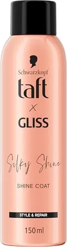 Taft x Gliss Silky Shine Glanz Spray (150 ml), Shine Coat mit Hitzeschutz | Verleiht dem Haar ein seidiges Finish durch Styling & Pflege, Hitzeschutz bis 230 °C, 72h Anti-Frizz-Effekt