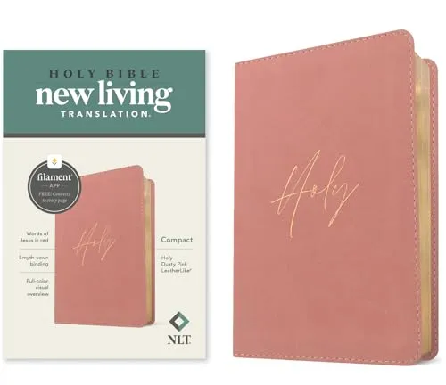 Holy Bible: New Living Translation, Holy Dusty Pink, Red Letter, Leatherlike, Compact, Filament-enabled Edition, With Ribbon Marker