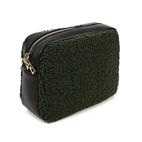 OBC Made in Italy Damen Teddy Tasche – Vielseitige Umhängetasche in Grün