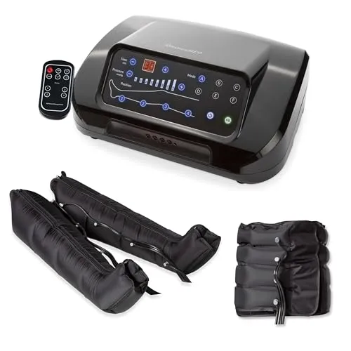 Dinamicamed | PRO 4.0 Beinmassagegerät | 4 Luftkammern | 6 Programme, verstellbarer Druck, inkl. Beinmanschetten, Shorts & Armmanschette | Pressotherapy Lymphdrainage fördert Durchblutung