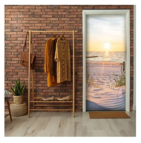 Türtapete Strand Meer Ostsee Natur - 91x211 cm einteilig inkl. kleister - Türposter Vlies Fototapete für Tür Wohnzimmer Küche Badezimmer Türaufkleber Türfolie UV-Beständig Montagefertig