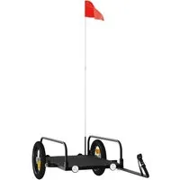 vidaXL Fahrradanhänger - Lastenanhänger mit Deichsel und Sicherheitsflagge, max. Tragfähigkeit 30 kg, robustes Eisen für langlebigen Transport