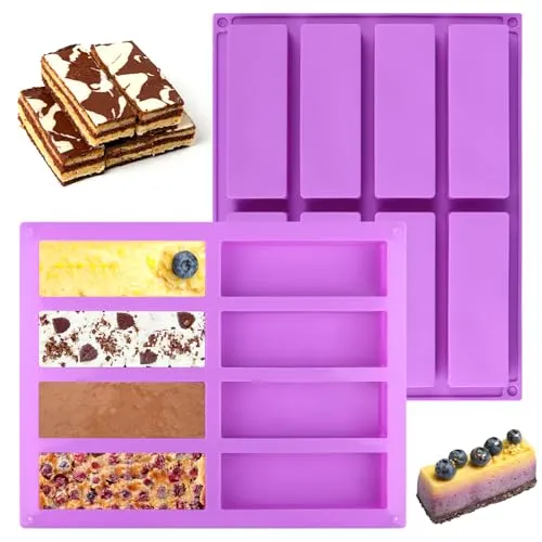 Müsliriegel Backform Schokoladenform Silikon Tief 2 Stück Müsliriegel Silikonform 8 Mulden Antihaft Schokoladenform Tief Pralinenform Backform für Brotbrot Brownie