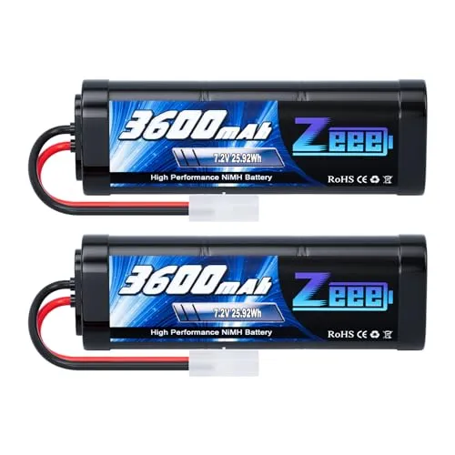 Zeee 7,2V 3600mAh RC NiMH Akku für RC Auto RC LKW HPI Losi Kyosho Hobby (2 Packungen)