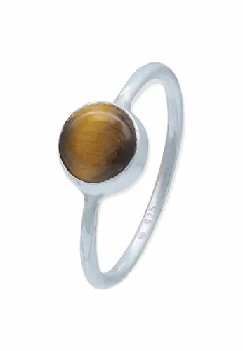 mantraroma Ring Silber Damen Tigerauge Edelstein braun schlicht modern