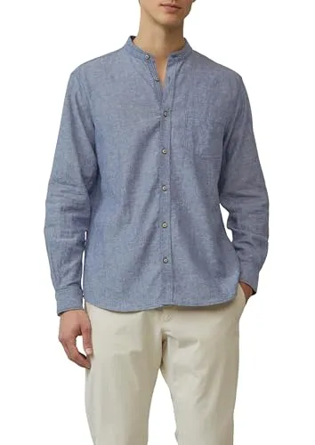 s.Oliver Langarmhemd Regular Fit - Leinenmix Stehkragen blau XXL - Herren-Freizeithemden mit hochwertigem Leinenmix, ideal für warme Tage. Bequem und stylisch in Regular Fit mit Brusttasche.