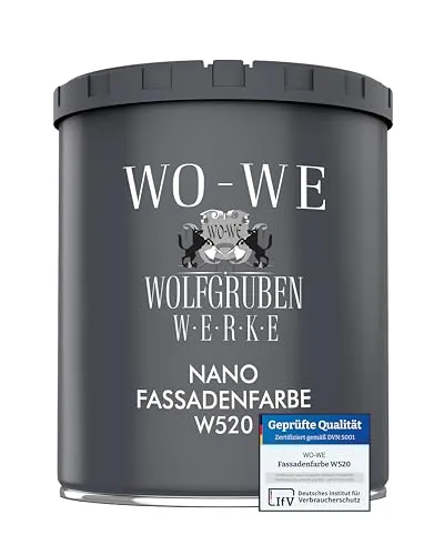 Produktbild WO-WE Nano Fassadenfarbe W520 Wandfarbe für Außen Mauer Fassade Silbergrau - 750ml