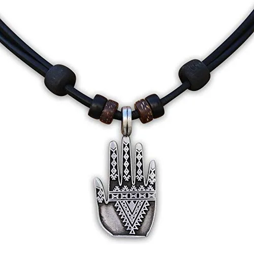 HANA LIMA Lederkette Hand der Fatima Khamsa Hamsa Lederhalskette Halskette Herren Damen