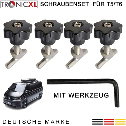 Befestigungsschrauben Halterung für VW BUS T5 T6 - Gepäckträger für Multiflexboard, universell kompatibel und ideal für sicheres Transportieren von Gepäck im VW Bus.