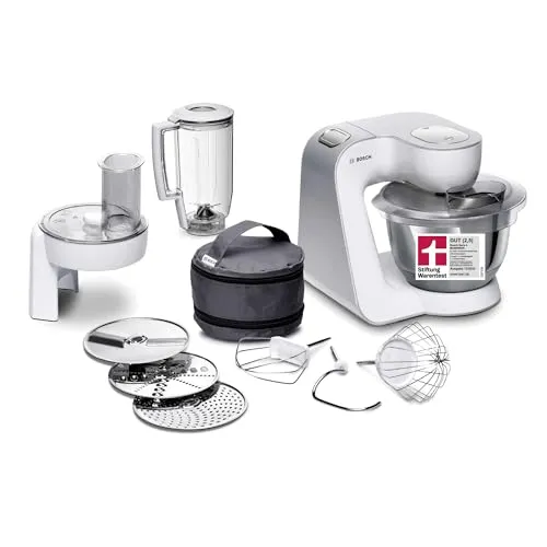 BOSCH Küchenmaschine Serie 4 MUM58W20 - Küchenmaschine mit 3D PlanetaryMixing für perfekte Ergebnisse, 1000 W Leistung und 3,9 l Edelstahlschüssel – ideal für anspruchsvolle Kochliebhaber.