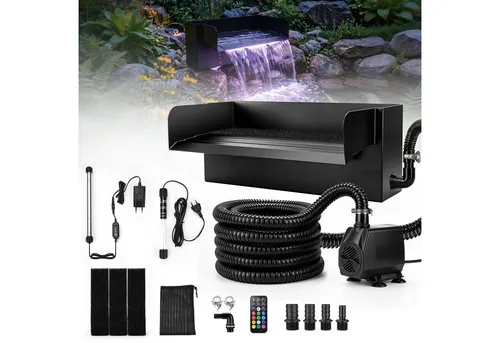 XERSEK Wasserfall Teichwasserfall mit UVC-Lampe und RGB-Licht