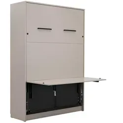 QMM Schrankbett Wandklappbett vertikal GN 140x200 mit LED und Schreibtisch