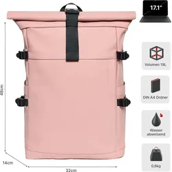 Cityrucksack RollTop Rucksack Freizeitrucksack Herren Damen Wasserabweisend (9058) PINK - Rosa