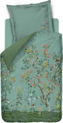 Pip Studio Baumwoll-Bettwäsche-Garnitur Wild and Tree Blue 155x220cm+80x80 - Bettwäsche aus hochwertigem Baumwoll-Perkal, mit romantischem Naturmotiv und beidseitig nutzbar für individuellen Stil. Pflegeleicht und atmungsaktiv für erholsamen Schlaf.