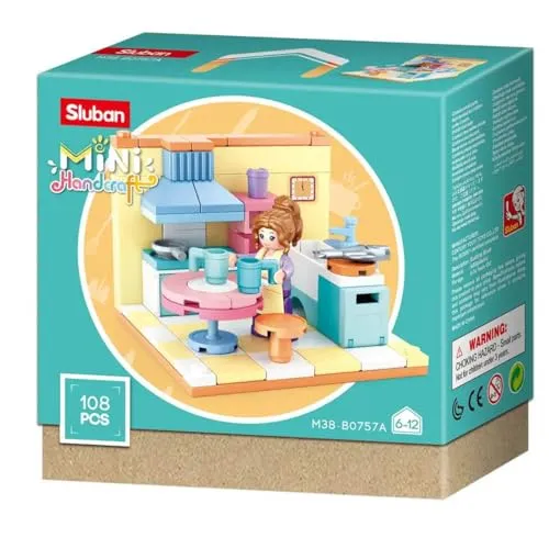 Habarri - Mini Klemmbausteine - Set von Bausteinen und Mini Figur - Geschenk für Kinder ab 7 Jahren - 116 Elemente - Motiv Küche