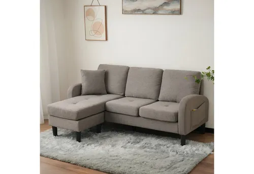 OKWISH L-förmiges Ecksofa 3-Sitzer mit Chaiselongue