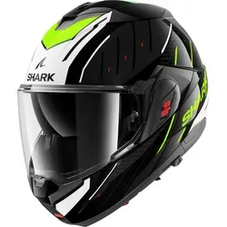 Shark Oxo Rydger Klapphelm, schwarz-weiss-gelb, Größe XS - Motorradhelm mit kratzfestem Visier und integriertem Sonnenvisier, ideal für Brillenträger und bietet höchsten Komfort beim Fahren.