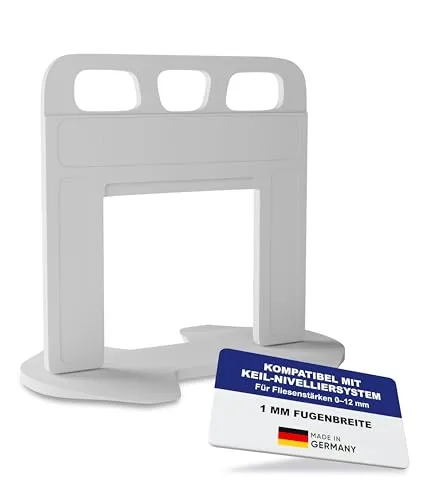 Karl Dahm Zuglaschen für 2 mm Fugen bei Fliesenstärke 0–12 mm, 100 Stück – für bis zu 5 m² Fliesenfläche – passend für Keil Nivelliersystem I Fliesen Verlegehilfe für Wand & Boden – 11092