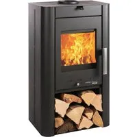 Kaminofen Haas & Sohn Prunus II Stahl schwarz 6 kW mit Holzfach