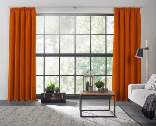Wirth Vorhang Dim out, Kräuselband in orange von Wirth