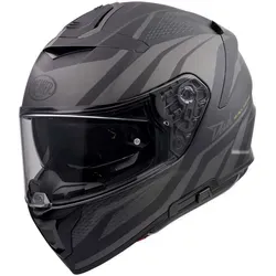 Premier Devil PR Integralhelm - Matt Schwarz/Grau - XS - Motorradhelm mit integriertem Sonnenvisier und Pinlock-Option, antiallergisches, waschbares Futter und Bluetooth-Bereitschaft für besten Komfort und Sicherheit.