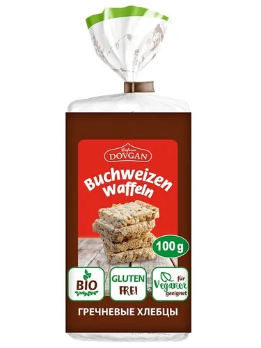 Bio DOVGAN Buchweizenwaffeln 100 g – Glutenfrei & Vegan - Getreide & Cerealien – Leckere Bio-Waffeln aus Buchweizen, ideal für eine glutenfreie und vegane Ernährung.