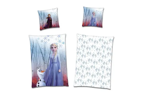 Familando Kinderbettwäsche Disney Frozen Eiskönigin 135x200 cm - Bettwäsche-Set für Mädchen mit Olaf, Anna und Elsa, extra flauschig und weich aus Microfaser-Flanell, ideal für kuschelige Winternächte.