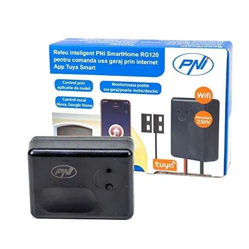 Intelligentes Relais PNI SmartHome RG120 WiFi für die Steuerung von Garagentoröffnern, überwacht über das Internet mit der Tuya Smart App
