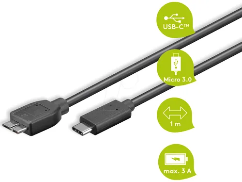 Goobay 67996 Sync Charge Super Speed USB-C auf Micro-B 3.0 Ladekabel - 1m, schnellladen und synchronisieren mit bis zu 15 W und 5 Gbit/s Datenübertragung