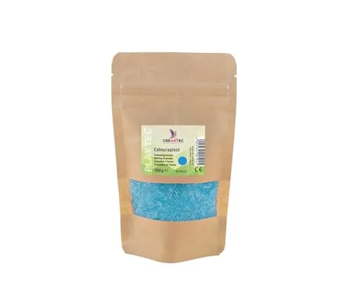 CREARTEC Colouraplast - Kunststoffperlen/Schmelzgranulat - Farbe: zartblau - Menge: 100g - Ideal für Fensterbilder, Mobiles und kleine Kunstwerke - Witterungsbeständig - Made in Germany
