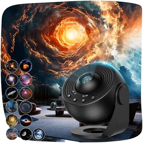 ACICILI Sternenhimmel projektor, 13 in 1 Galaxy Projector, astronaut projektor mit Timer, Planetarium Projector für Room Decor, Sternenprojektor Weihnachtsgeschenke für Kinder Erwachsene-Schwarz