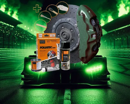 Foliatec Bremsattellack Green Hell metallic - Hitzebeständig für individuelles Tuning - Bremssattellack in der einzigartigen Farbe Green Hell metallic, ideal für ein individuelles Fahrzeugstyling und hitzebeständig.