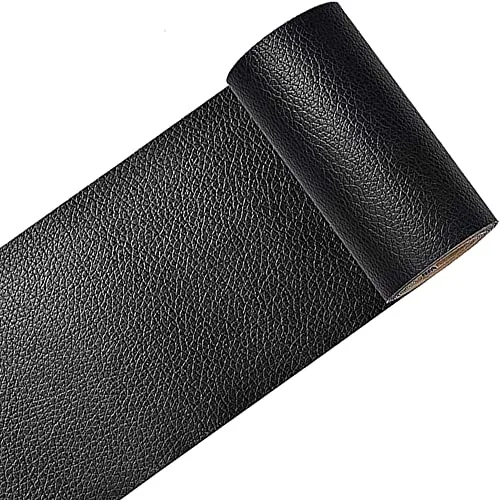 GELAISI 7.6 * 152cm Schwarz Leder Patch Kit Selbstklebende,PVC Lederfolie,Kunstleder Rindsleder Optik,Lederreparatur Für Couch Sofa Risse, Verbrennungen, Autositze Zubehör