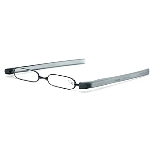 PODREADER Lesebrille Lesehilfe und Etui in Einem, der neue Trend, klappbar, faltbar, platzsparend, von +1,00 bis +3,00 Dioptrien sowie in trendigen Farben wählbar (+ 2.0 Dpt, Schwarz)