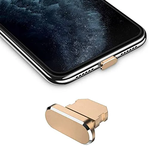 Cadorabo Schutzkappe kompatibel mit Apple iPhone in Gold - Staub Schutz Stecker Stöpsel für Ladeanschluss Staubdicht