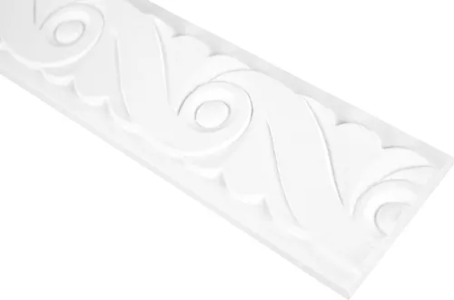 GRAND DECOR Stuckleisten Wand flach Barock Stil, PolyurethanHartschaum weiß - 2m Wandleisten gemustert Stuckrahmen Stuck Bilderrahmen (2 Meter CR783)