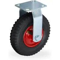 Relaxdays Bockrolle Stahl Gummi Schwarz Rot Schwerlast Luftbereift 25 cm x 20 cm x 5,7 cm 2,1 kg