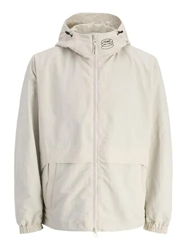 Jack & Jones Herrenjacke Polyamid grau XXL - Übergangsjacke mit praktischem Zwei-Wege-Reißverschluss, hochschließender Kapuze und elastischen Ärmelabschlüssen für besten Tragekomfort und Schutz vor Wind.