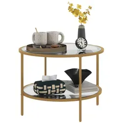 Beistelltisch Rund Couchtisch Mit Ablage Stahlrahmen Kaffeetisch Nachttisch Fur Wohnzimmer Schlafzimmer Gold 60 X 43 Cm 202105320 202105320 202105320 202105320 202105320