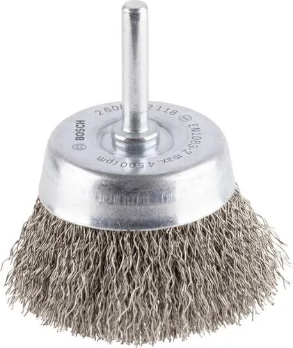 Bosch Accessories Topfbürste, Edelstahl, gewellter Draht, 60 mm, 0,3 mm, 4500 U/min Schaft-Ø 6 mm 2608622118 1 St.