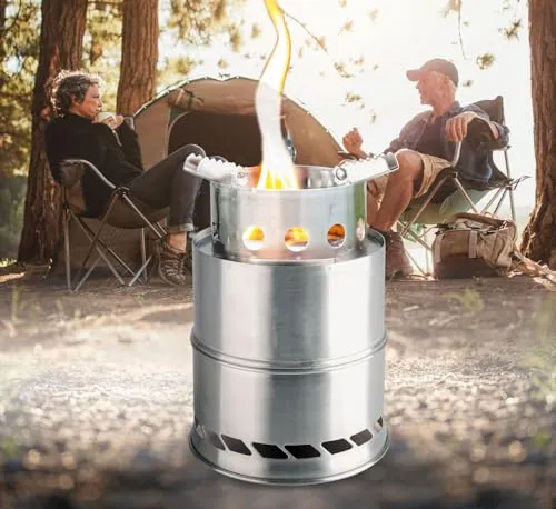 Outdoorkocher Edelstahl | Klappbarer Allesbrenner für Camping - Dampföfen, kraftvoller Allesbrenner für Outdooraktivitäten, effizient mit minimalem Rauch und einfach zu reinigen, ideal für Notfälle und Abenteuer in der Natur.
