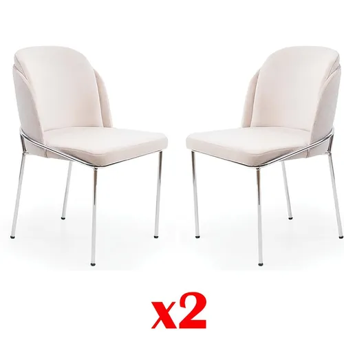 Modernes Esszimmer Set: 2x Stühle in Weiß - Stilvolles 2er Set Esszimmerstühle mit modernem Design, ideal für Küche und Esszimmer. Komfortable Polsterung und robustes Edelstahlgestell sorgen für lange Freude am Sitzen.