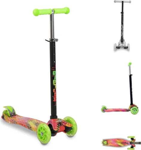 Byox Kinderroller Scooter Rapture – Stabiler Alu-Roller mit Leuchträdern in Grün - Der Byox Kinderroller Rapture begeistert mit stabilen 3-Rad-Design, verstellbarem Lenker und leuchtenden PU-Rädern. Ideal für Kinder ab 3 Jahren, fördert er spielerisch den Gleichgewichtssinn. Leicht und transportabel.