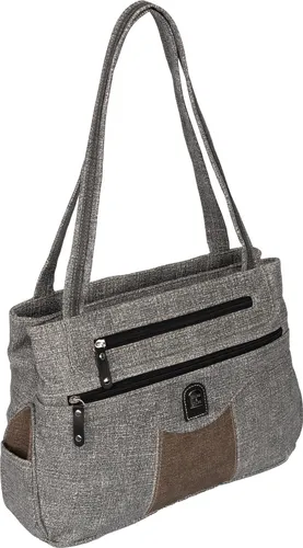 Damen Tasche Schultertasche Henkeltasche Handtasche Leder Optik GRAU (15169)