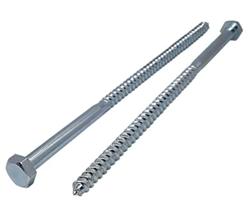 Marcopol (12 Stück) DIN 571 Verzinkter Stahl Sechskant Holzschrauben M10 x 300 mm, Sechskantschraube, Schlüsselbolzen, Sechskant, Schienenschrauben (12, mm), silber