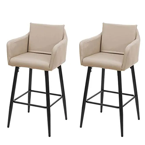 2er-Set Barhocker HWC-H93, stilvoller Tresenhocker mit Kunstlederbezug - Barmöbel mit modernem Design, bequemer Sitzpolsterung und stabiler Fußablage für hohen Komfort – ideal für Küche oder Bar.