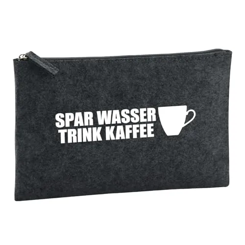 Huuraa Kulturbeutel Spar Wasser Trink Kaffee Kaffeetasse Geschenk 1 Liter Filz Charcoal Kosmetiktasche Spar Wasser Trink Kaffee Geschenkidee