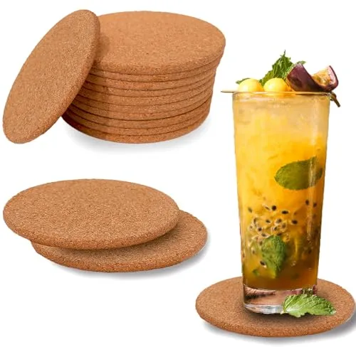 Kork Untersetzer 12 Stück für Gläser, Rund Getränkeuntersetzer, Glasuntersetzer Hitzebeständig Wiederverwendbar (12, 10 x 10 cm, rund)